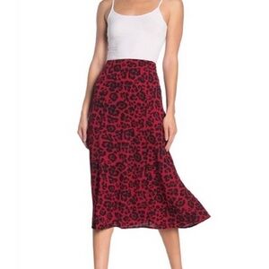 Abound Red Leopard Print Midi Skirt